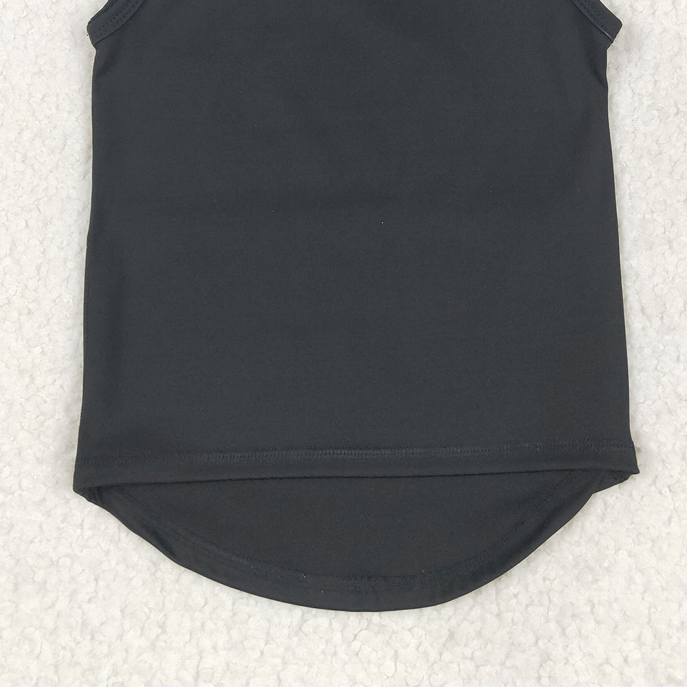 6.25 GT0987RTS NO MOQ Baby Girls Summer Yoga Tops  Baby Girls Black Sleeveless Vests Top