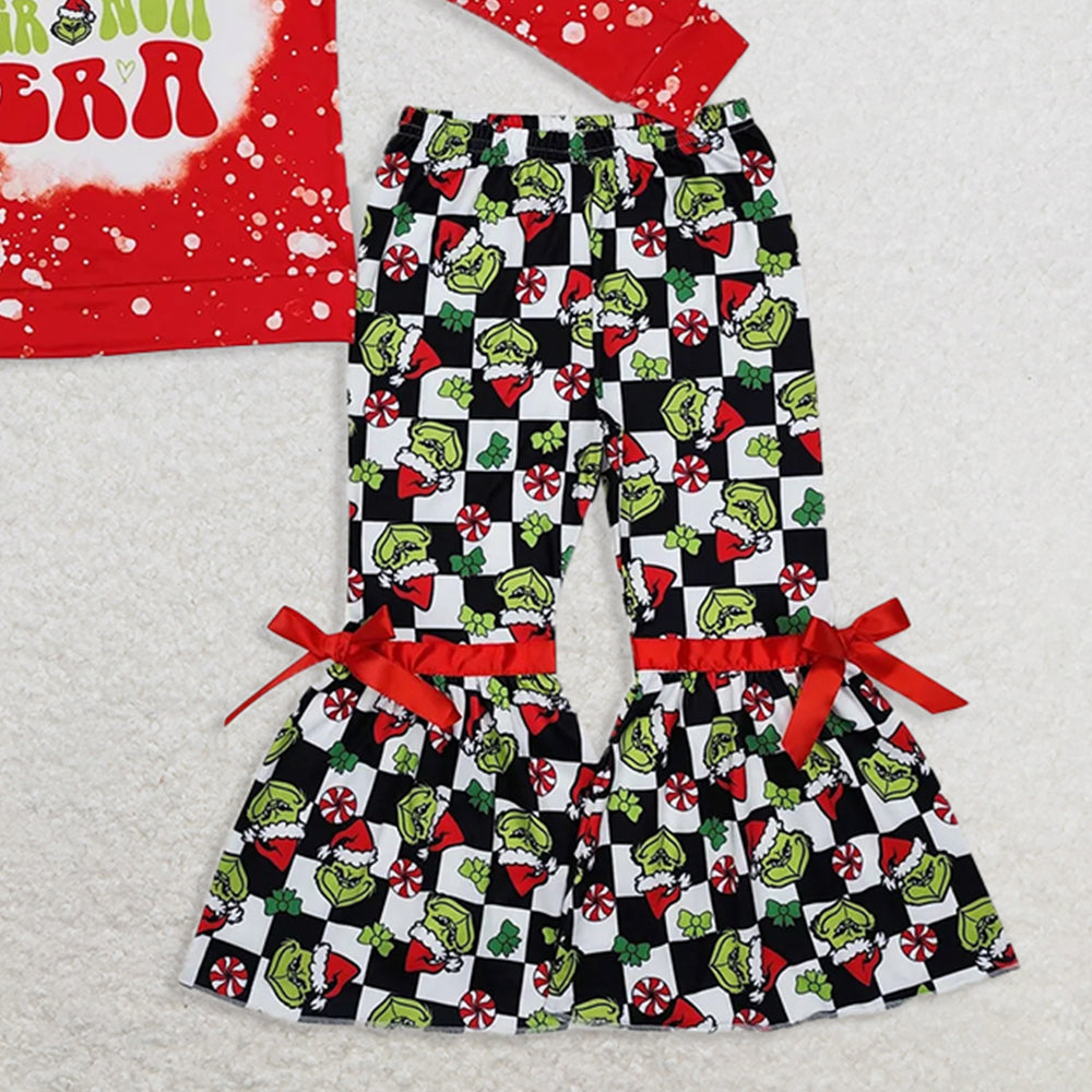 8.19 GLP1902 RTS NO MOQ Baby Girls Winter Outfits  Baby Girls Green Frog Era Tops Bell Pants Clothes Sets