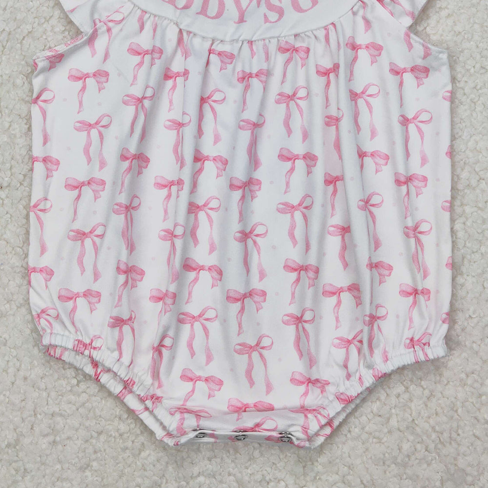 5.19  SR2806 RTS NO MOQ Daddy's girl pink bow baby girls summer romper