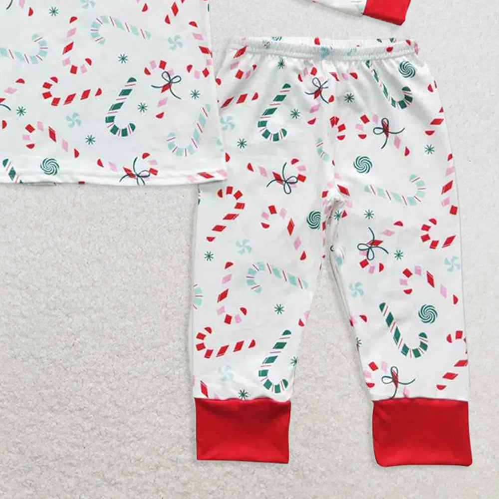 BLP0253 RTS NO MOQ Baby Boys Winter Outfits Baby Boys Christmas Candy Cane Pajamas Clothes Sets