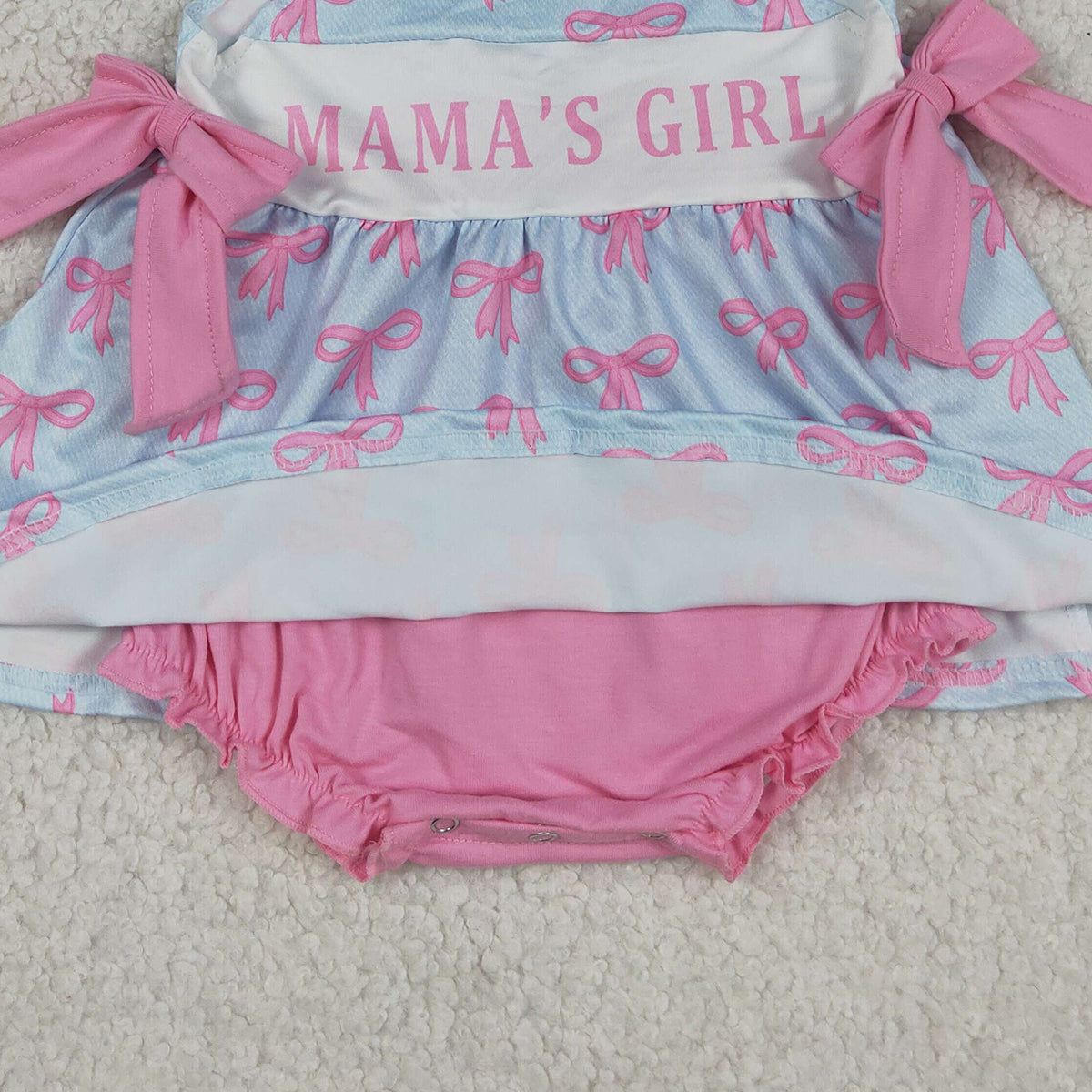 SR3426 RTS NO MOQ （In stock）Straps mama's girl bow baby girls summer romper