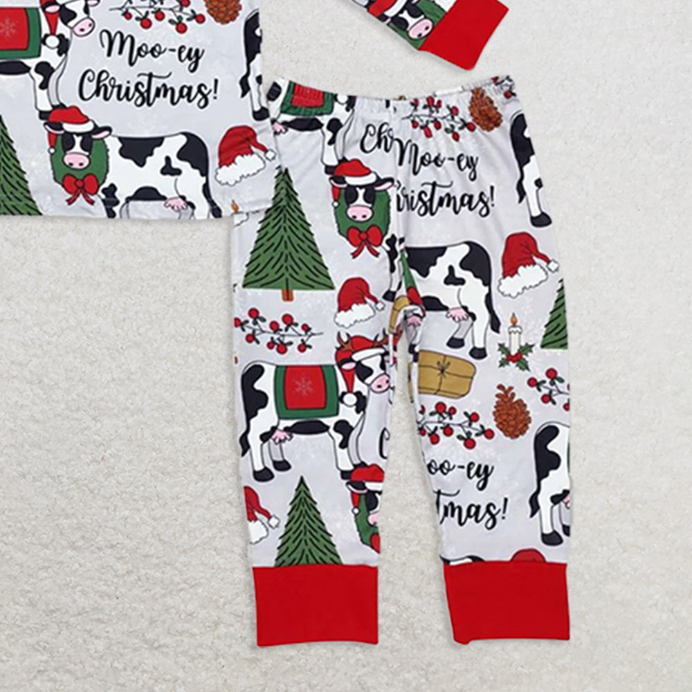 BLP0513RTS NO MOQ  Baby Boys Winter Outfits Cows merry Christmas baby kids pajamas