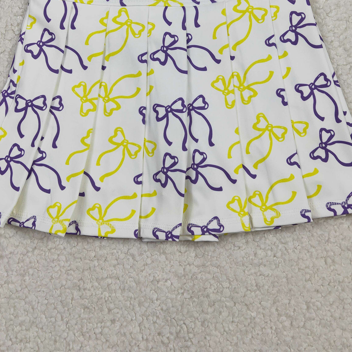 1.20 RTS NO MOQ （In stock）GLK0212 Baby Girls Summer Shorts Baby Girls Purple Yellow Bows Yoga Active Pleated Skirt Shorts Bottom