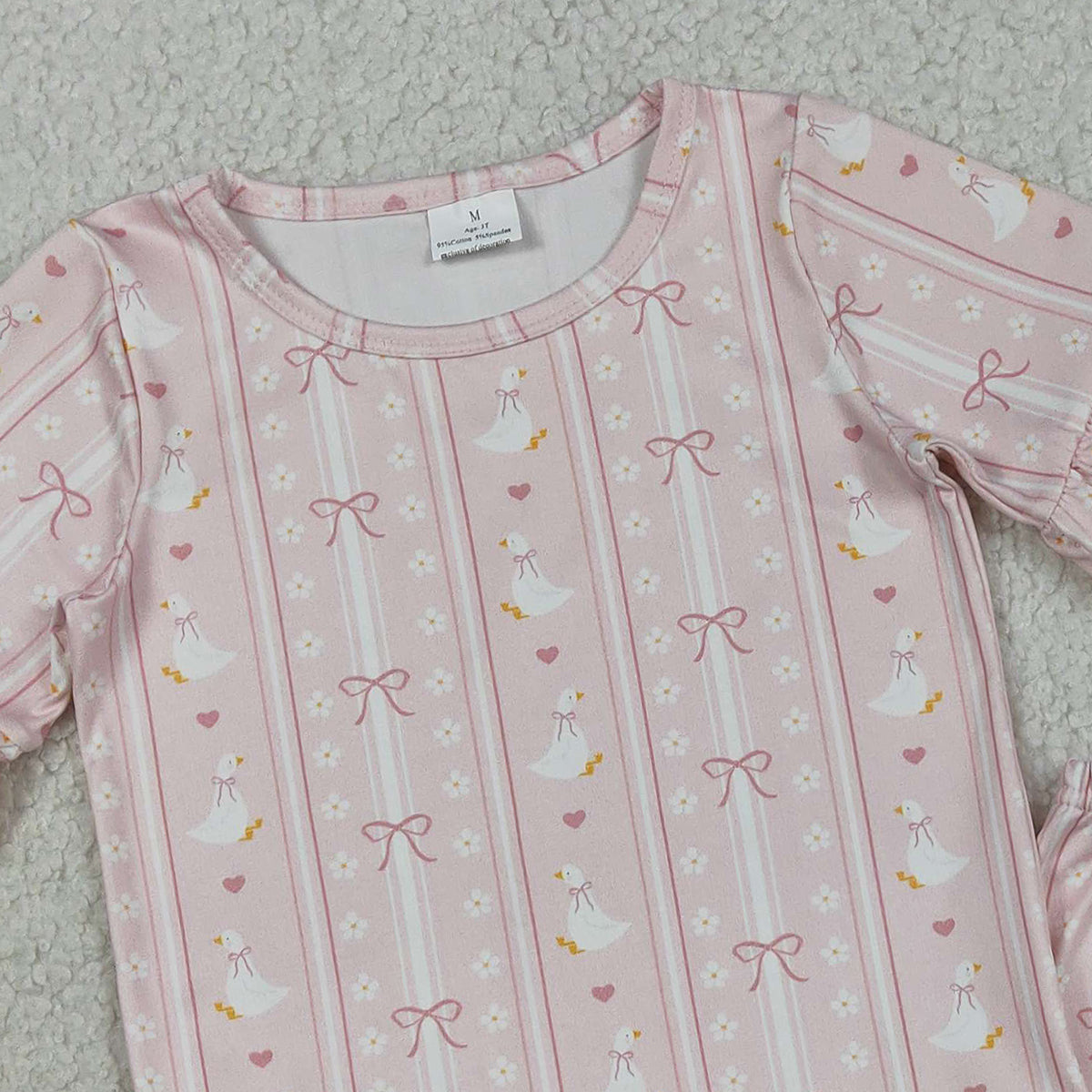 3.16 RTS NO MOQ （In stock）GSSO3330 Fashion Clothing For Baby Girls Bow Stripe Top Ruffle Shorts Pajamas Clothes Sets