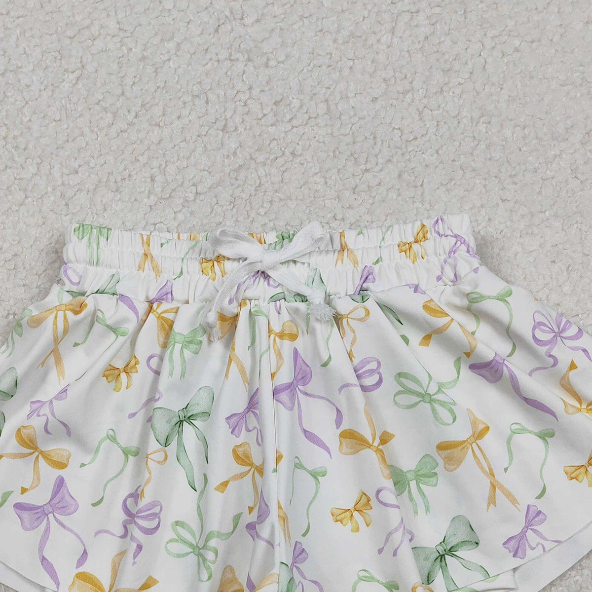 11.8 RTS NO MOQ （In stock）SS0682 Baby Girls Mardigras Bows Yoga Active Shorts Bottoms