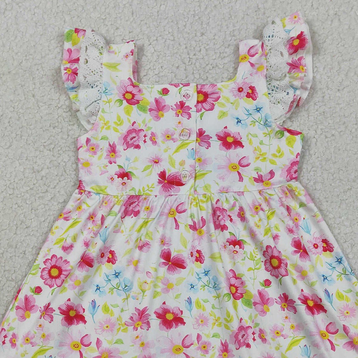 3.31 RTS NO MOQ （In stock）GSD3313 Floral flutter sleeves cross embroidery girls Easter dresses