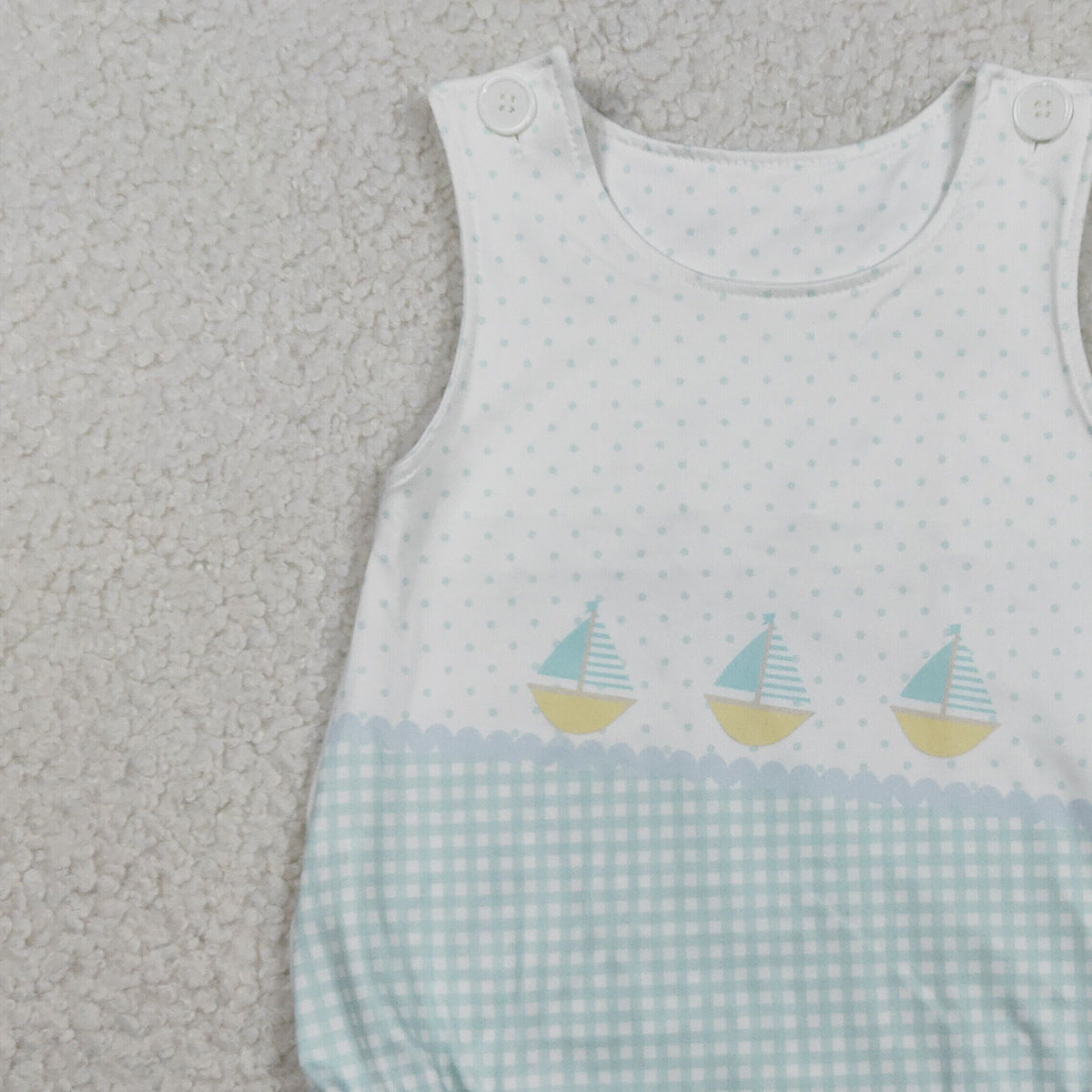 1.31 RTS NO MOQ （In stock）SR3754 Baby Boys Sleeveless Boats Polka Dots Rompers