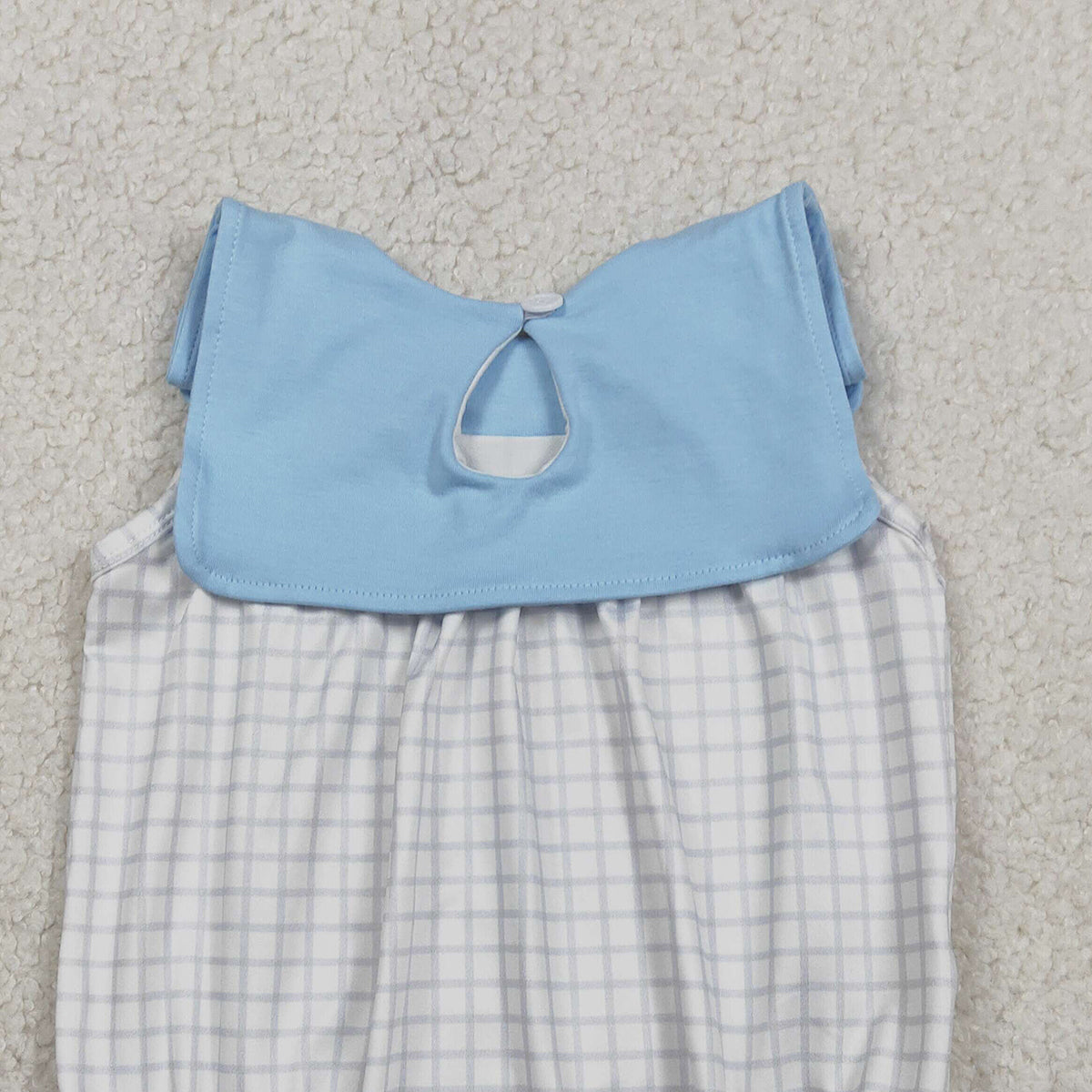 2.6 RTS NO MOQ （In stock）SR3751 Baby Boys Sleeveless Blue Checked Rompers