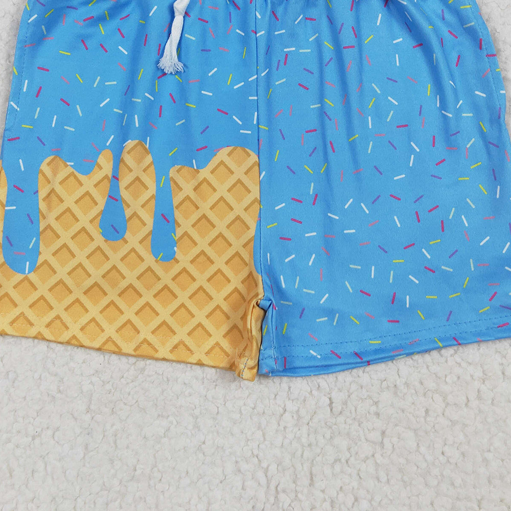 USA Shop (in stock)SS0619 Baby Girls Summer Shorts Baby Girls Blue Ice Cream Drip Summer Shorts Bottoms