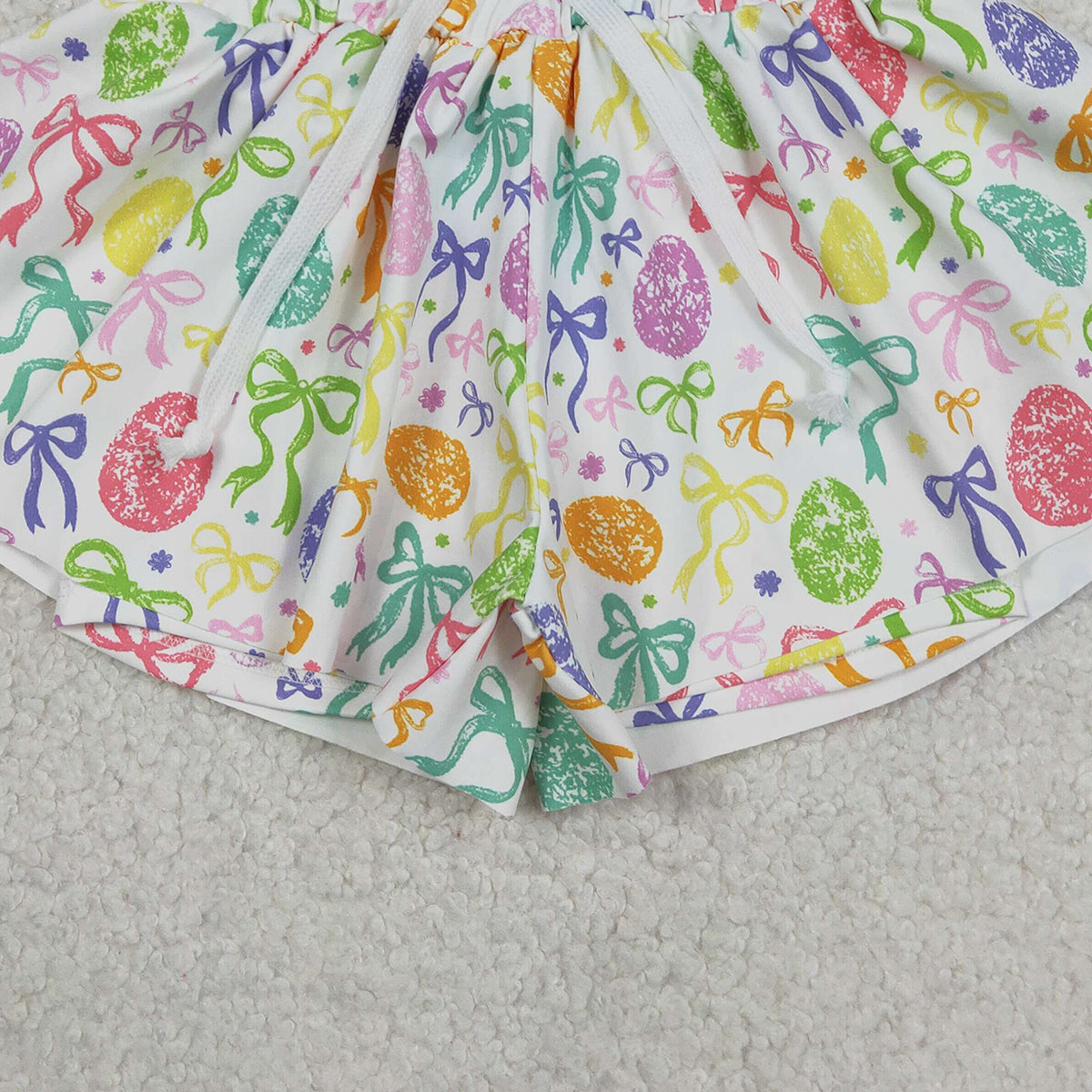 3.5 RTS NO MOQ （In stock）SS0822  Baby Girls Cute Colorful Bows Eggs Easter Yoga Active Ruffle Shorts Bottom