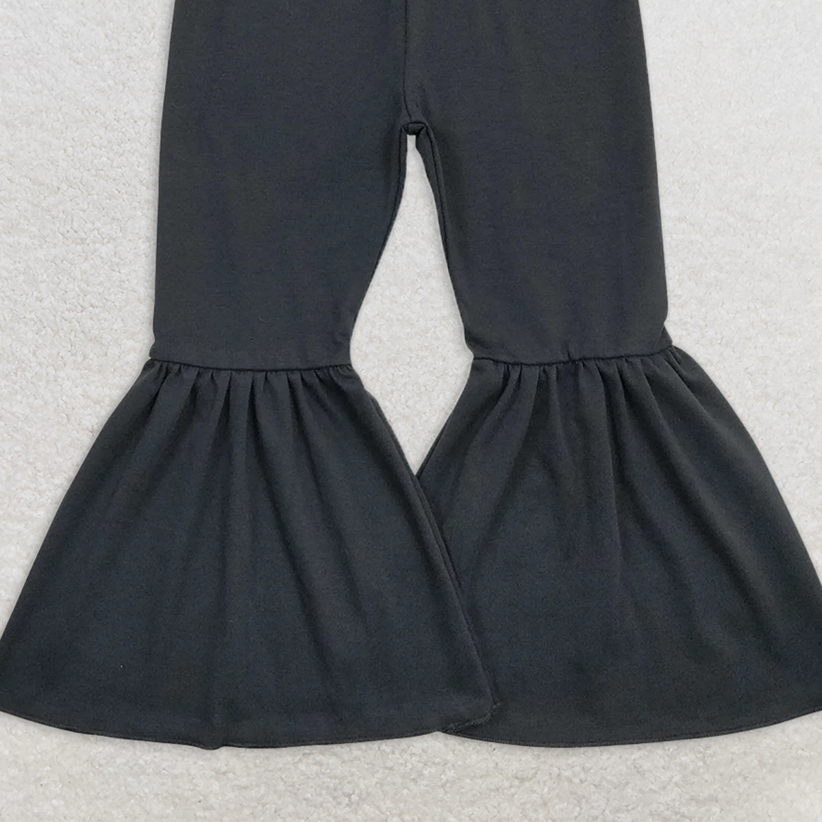 P0422  RTS NO MOQ Baby Girls Pants Baby Girls Black Solid Color Bell Bottom Flare Pants