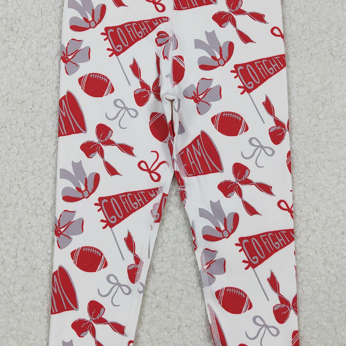 10.27 RTS NO MOQ （In stock）P0846 Baby Girls Red Bows Footballs Go Team Yoga Active Legging Pants Bottom