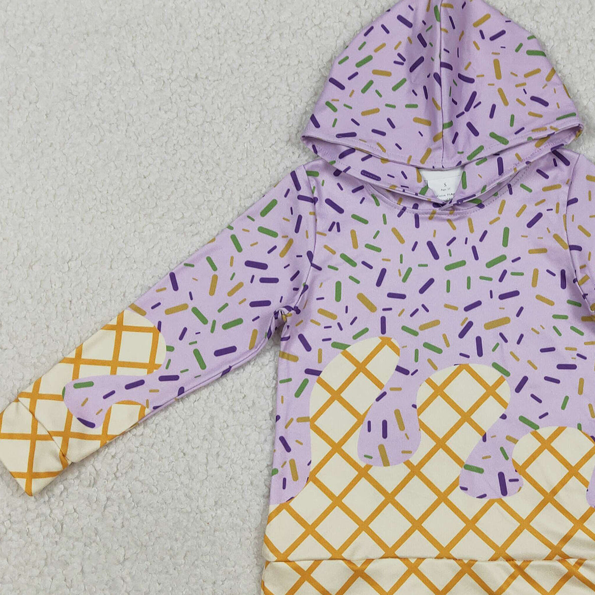 12.17 RTS NO MOQ （In stock）BT1373 Baby Boys Lavender Drip Sprinkles Team Hoodies Top