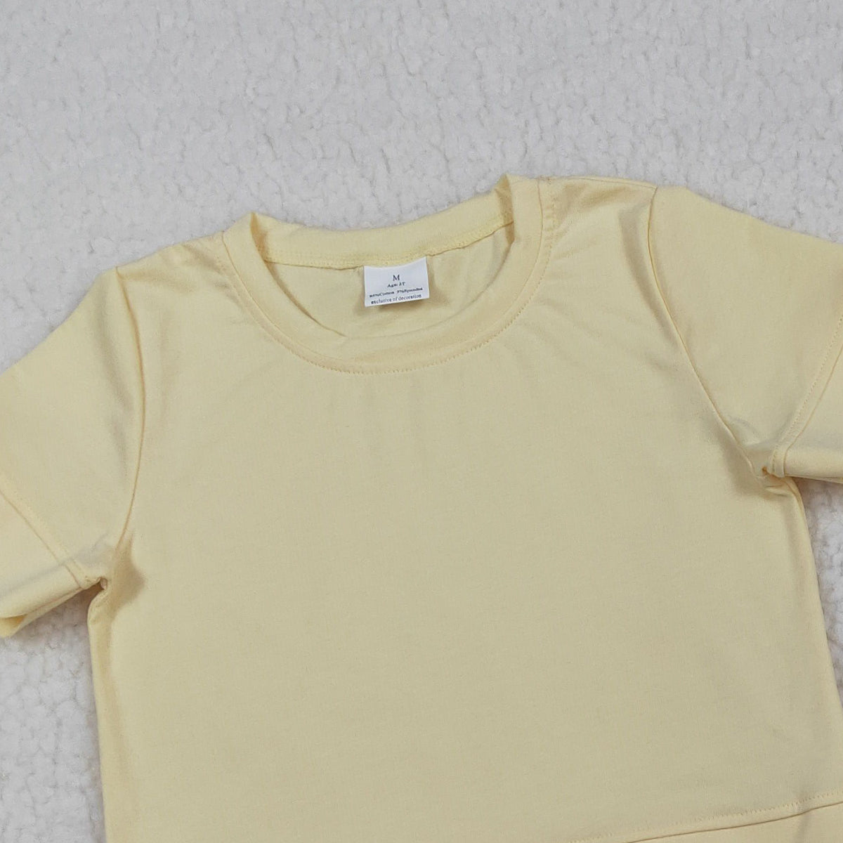 3.25 RTS NO MOQ （In stock）GSSO3175 Kids Clothing for Baby Girls Short Sleeve Yellow Shirts Top Shorts Scallop Clothes Sets