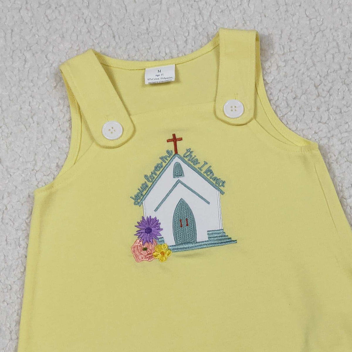 1.13 RTS NO MOQ （In stock）GSSO2966 Embroidery Church Cross Baby Girls Tunic Checked Ruffle Shorts Easter Clothes Sets