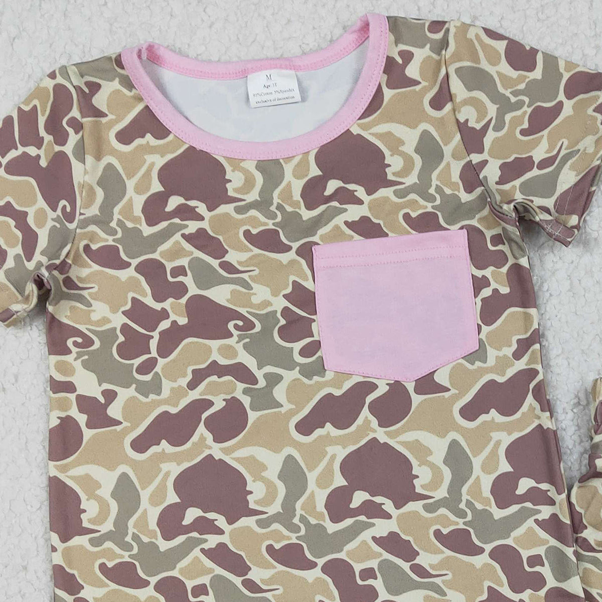 12.30 RTS NO MOQ （In stock）GSSO2994 Baby Girls Southern Khaki Camo Pocket Top Shorts Pajamas Sets