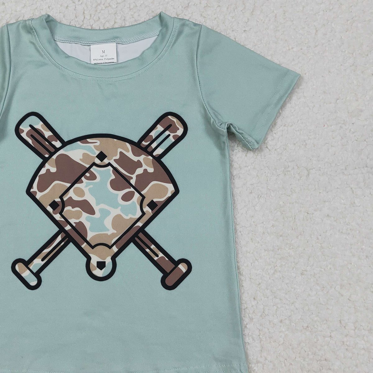 11.12 RTS NO MOQ （In stock）BT1422 Baby Boys Short Sleeve Camo Baseballs Team T-shirts Top