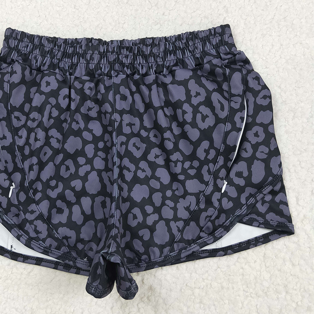 5.01 SS0471RTS NO MOQ Adult Women's Summer Shorts Black leopard adult women summer shorts