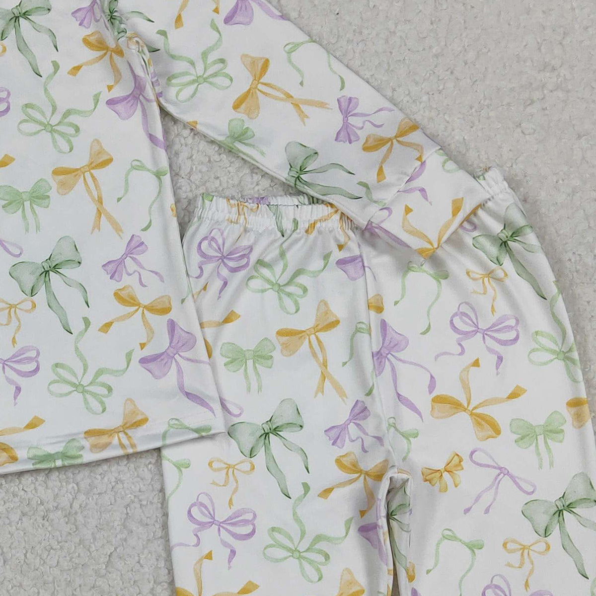 12.12 RTS NO MOQ （In stock）GLP2921 Baby Girls Mardigras Bows Plaid Top Pants Pajamas Sets