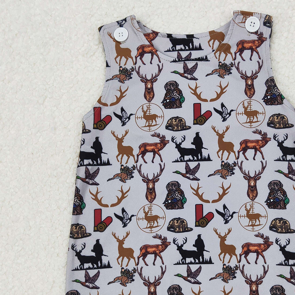 4.25 SR2539 RTS NO MOQ Sleeveless deer duck dog hunting baby boy romper