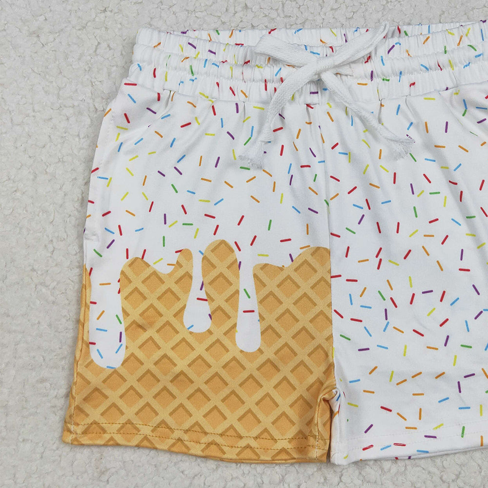 USA Shop (in stock)SS0625 Baby Girls Summer Shorts Baby Girls White Ice Cream Drip Summer Shorts Bottoms