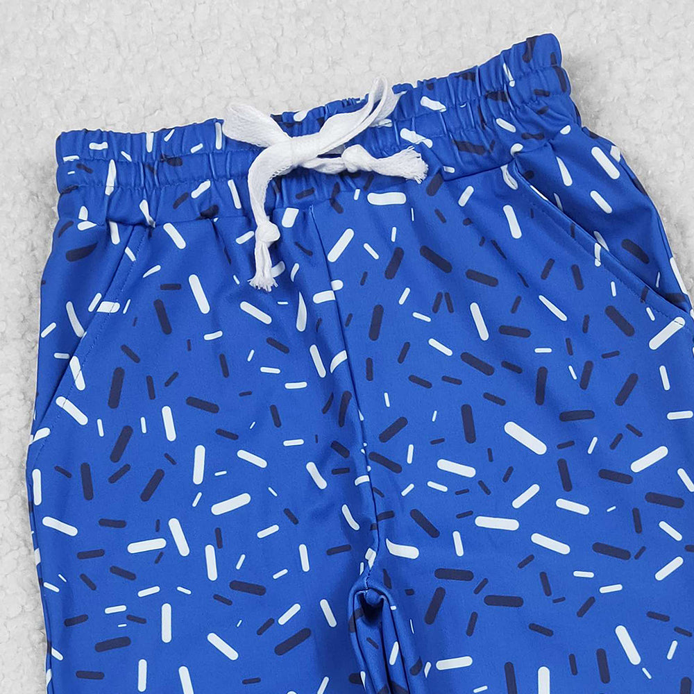 RTS NO MOQ （In stock）P0818 Baby Girls Pants Hot Blue Sprinkles Drip Team Pockets Yoga Active Pants