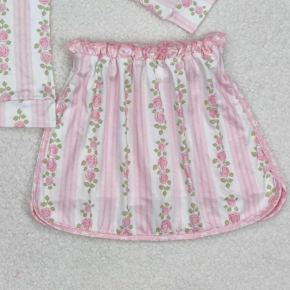 USA Shop (in stock)GLD1002  Baby Girls Skirt Sets Baby Girls Pink Flowers Skort Set with Zip Top And Skirt Bottoms Outfit for Little Girls Cute Floral Print Clothing Set