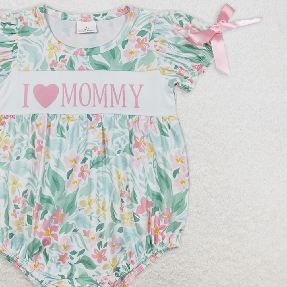 SR1471 RTS NO MOQBaby Girls Summer Rompers  Baby Infant Girls I Love Mommy Flowers Summer Rompers