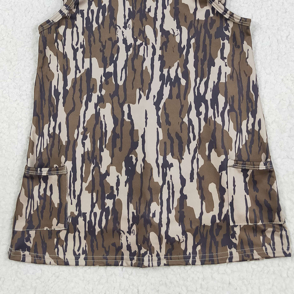 8.22 RTS NO MOQ （In stock）GSD2720 Baby Girls Yoga Dress Baby Girls Strap Bottomland Camo Pockets Yoga Dresses