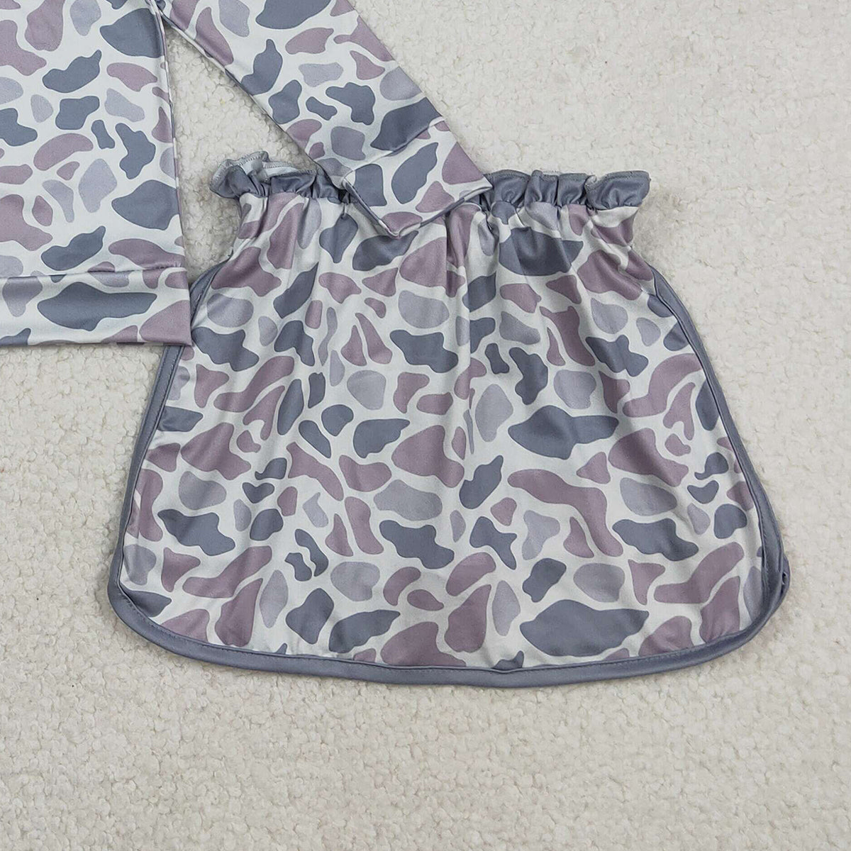 1.19 RTS NO MOQ （In stock）GLD1548 Baby Girls Southern Light Grey Camo Zip Pullover Skirt Shorts Clothes Sets