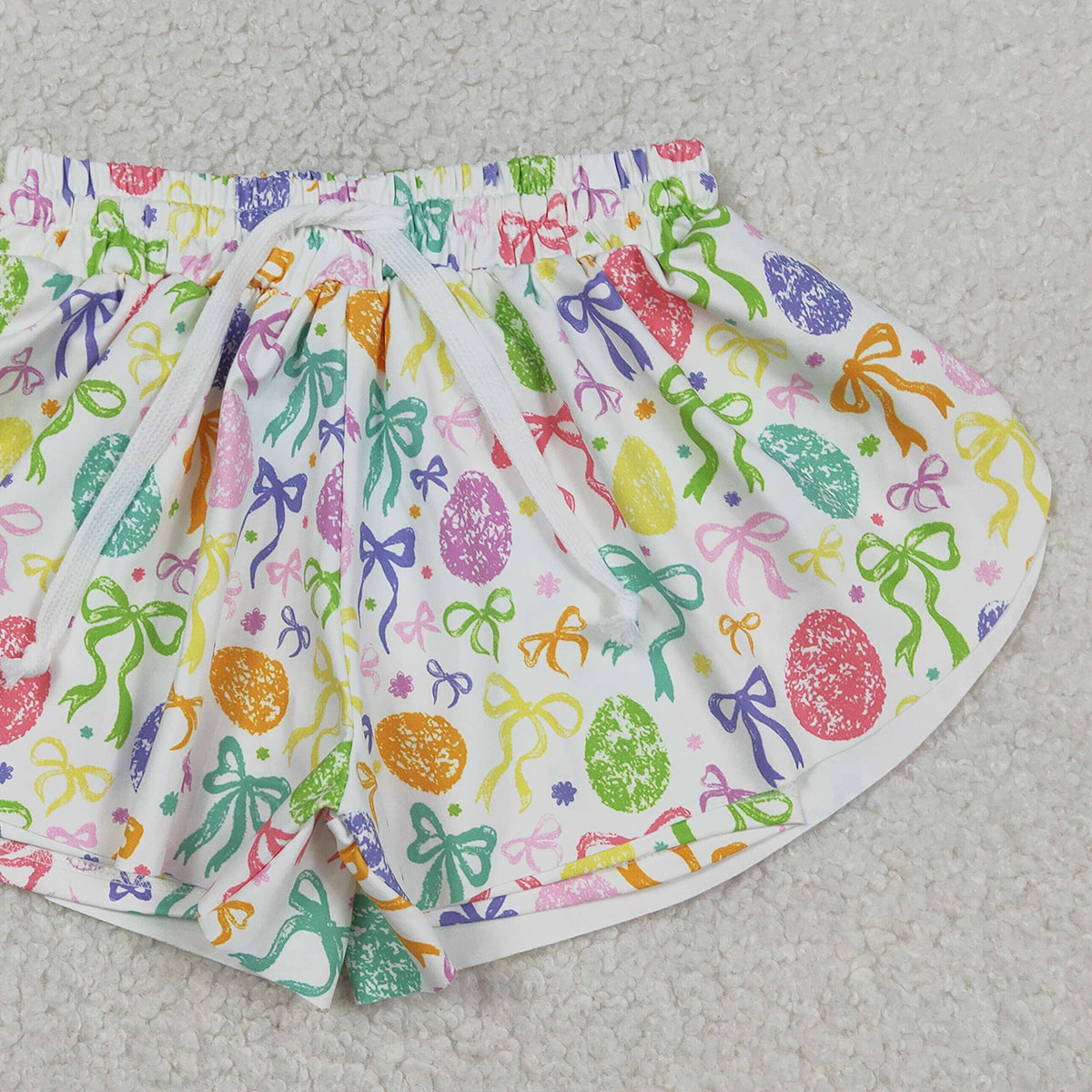 3.5 RTS NO MOQ （In stock）SS0822  Baby Girls Cute Colorful Bows Eggs Easter Yoga Active Ruffle Shorts Bottom