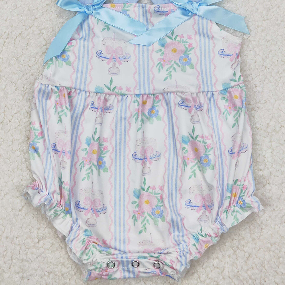 6.04  SR2698 New Rts No Moq 8-9 Days By Air Arrived it Baby Infant Girls Flowers Cakes Straps Bows Rompers