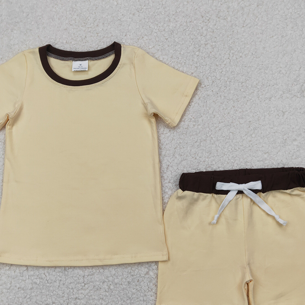 4.12 BSSO1310 RTS NO MOQ Baby Boys Summer Boys Outfits  Baby Boys Yellow Short Sleeves Top Short Set