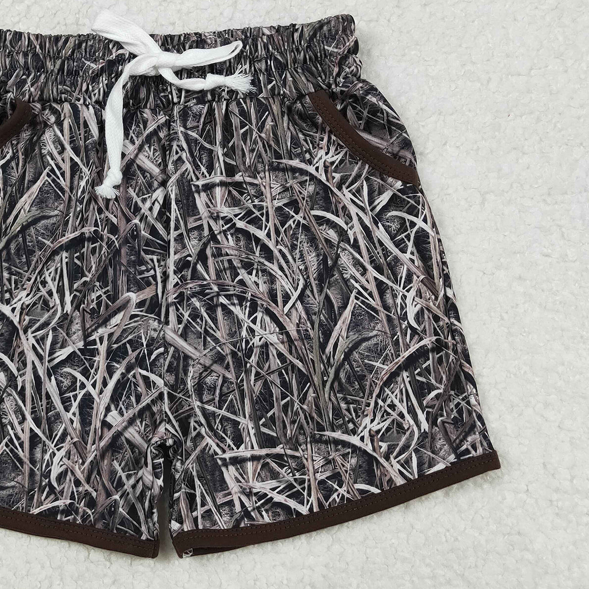 11.18 RTS NO MOQ （In stock）SS0674 Baby Boys Summer Shorts Baby Boys Leaves Camo Hunting Pockets Shorts Bottom