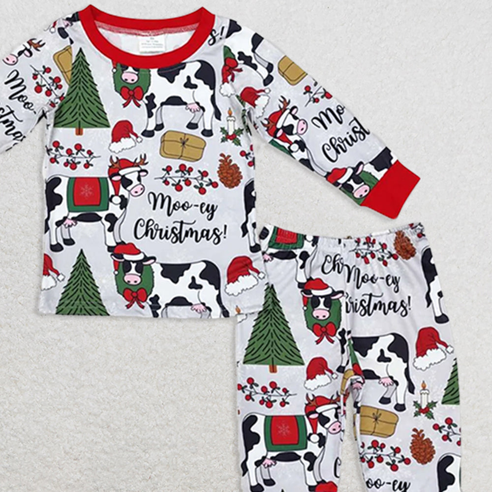 BLP0513RTS NO MOQ  Baby Boys Winter Outfits Cows merry Christmas baby kids pajamas