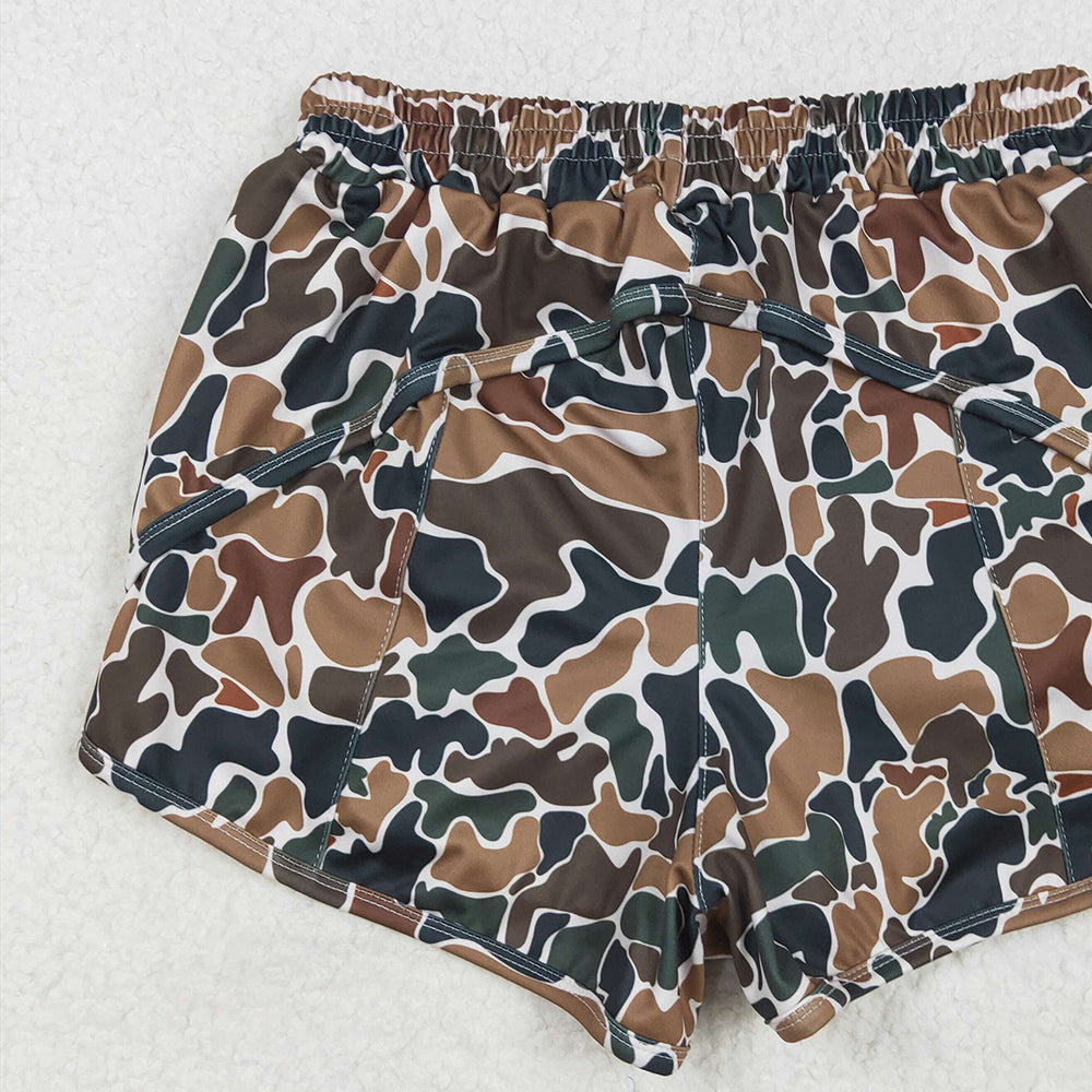 5.01 SS0469 RTS NO MOQ Adult Women's Summer Shorts Dark brown camo adult women summer shorts
