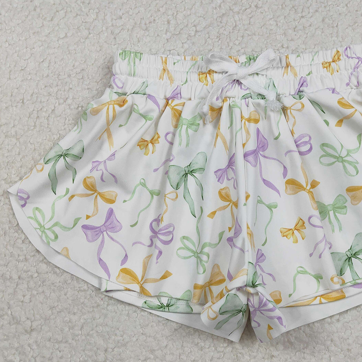 11.8 RTS NO MOQ （In stock）SS0682 Baby Girls Mardigras Bows Yoga Active Shorts Bottoms