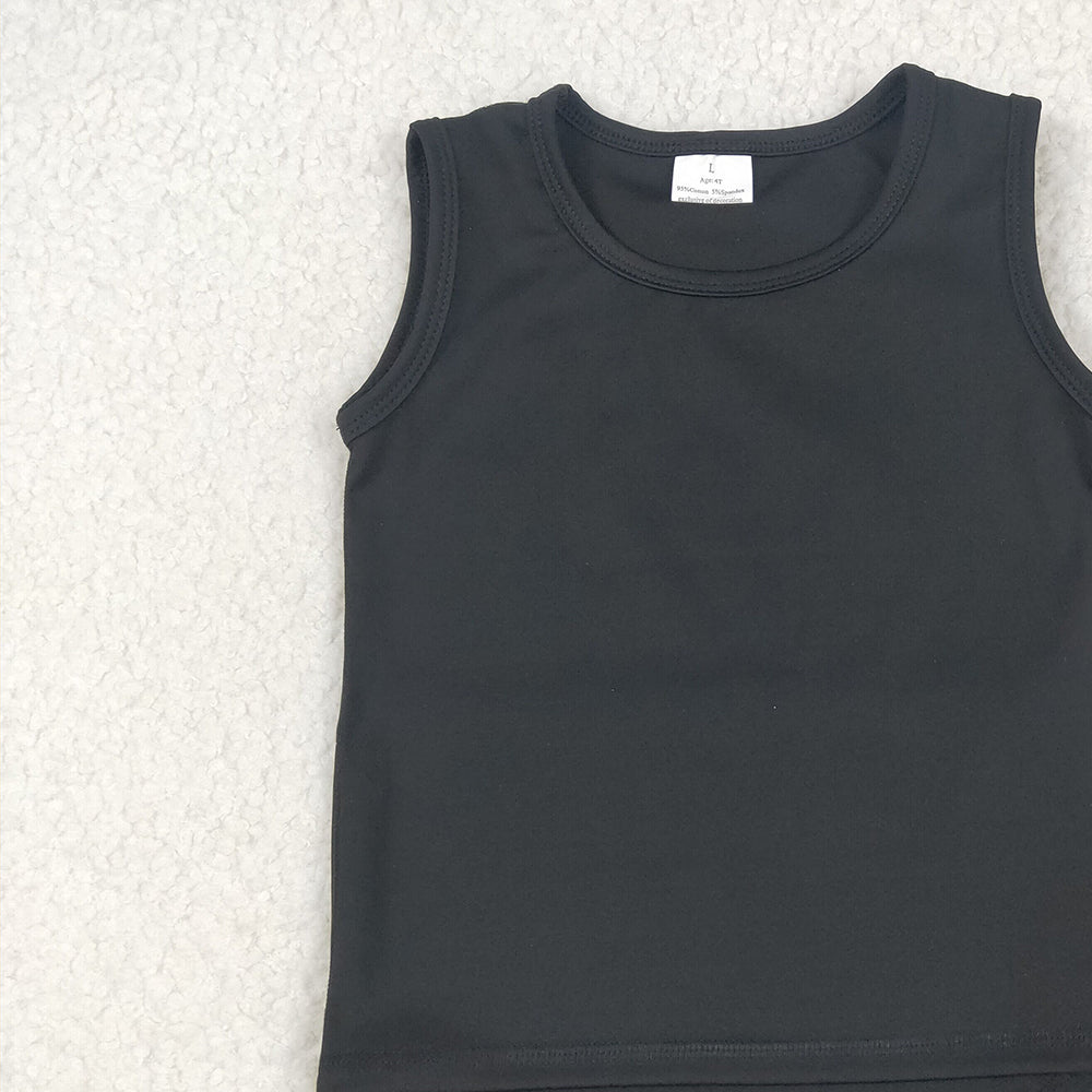 6.25 GT0987RTS NO MOQ Baby Girls Summer Yoga Tops  Baby Girls Black Sleeveless Vests Top