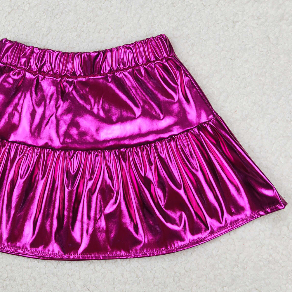 4.14 GLK0039 RTS NO MOQ Purple color patchwork kids girls summer skirt