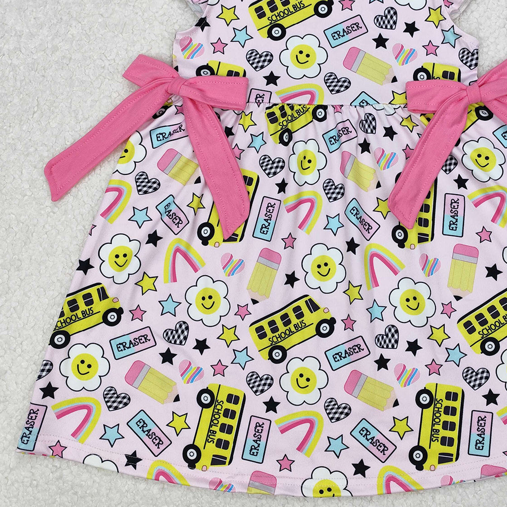 GSD1822New Rts No Moq 8-9 Days By Air Arrived it Flutter sleeves eraser pencil floral girls back to school dress
