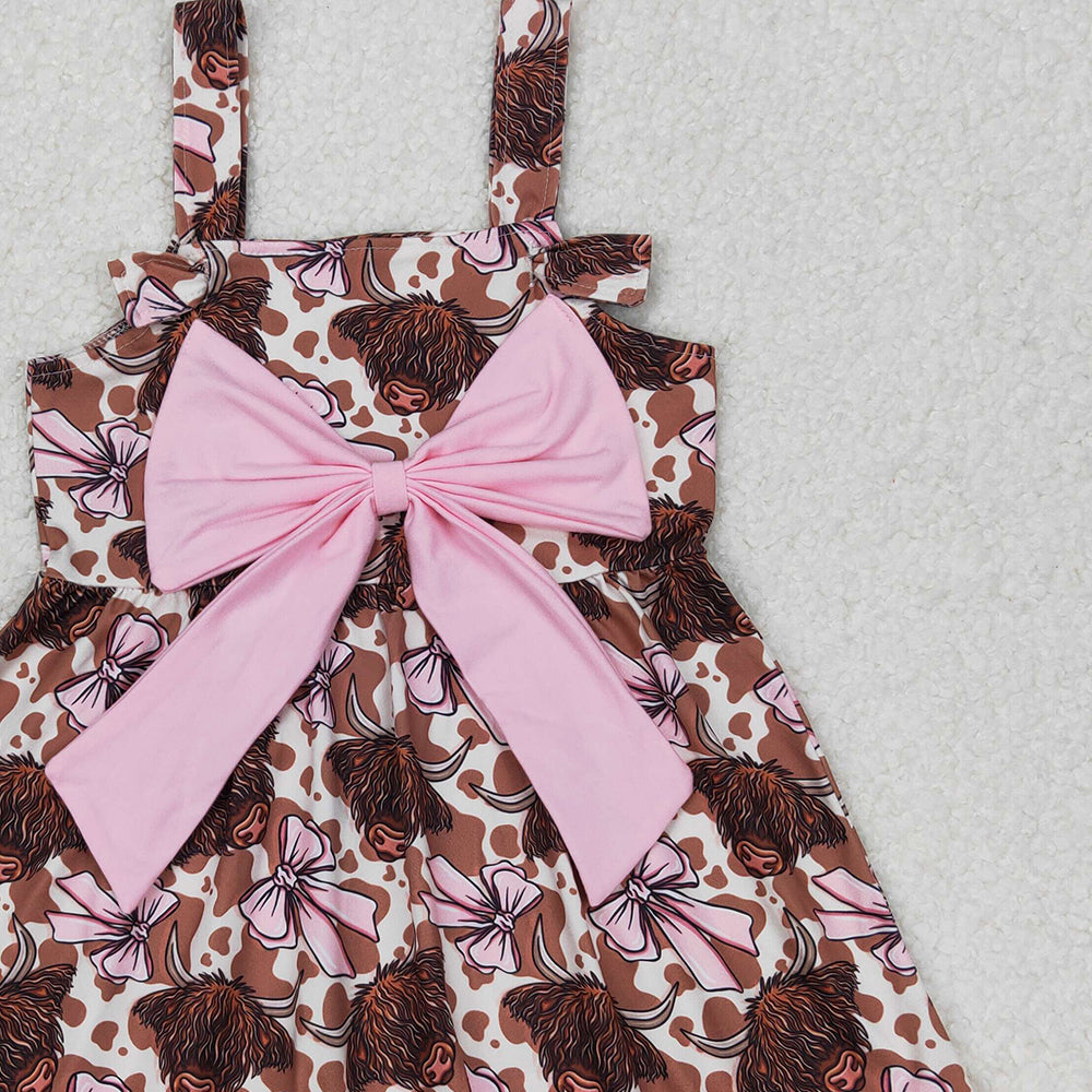 6.03  GSD1945 New Rts No Moq 8-9 Days By Air Arrived it Straps highland cow bow ruffle western baby girls dresses