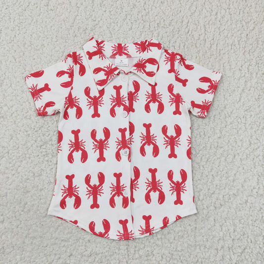 1.17 BT0161 RTS No Moq Promotion Baby Boys Lobster Short Sleeve button up shirts