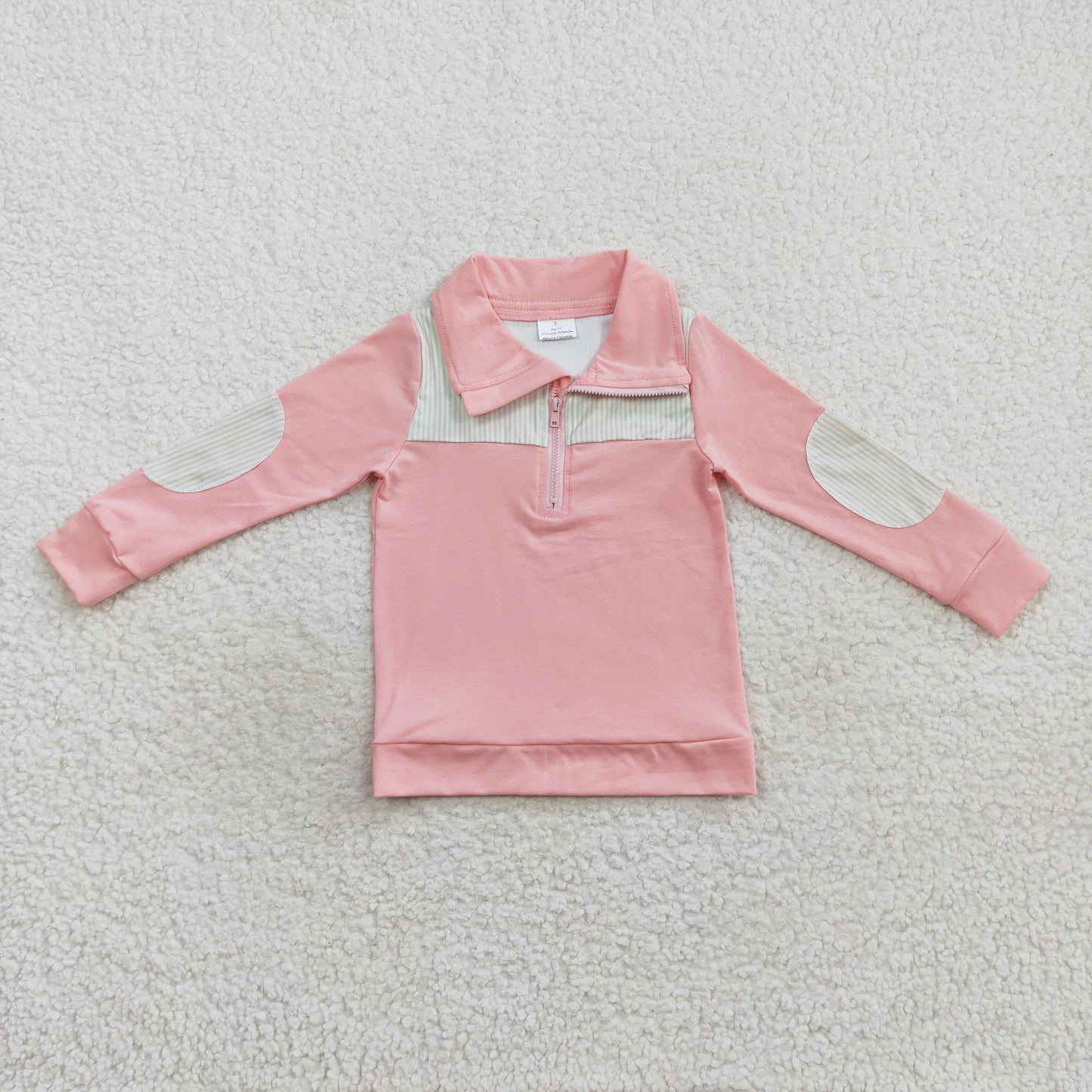 1.10 BT0288 RTS No Moq Promotion Baby Girls Pink Long Sleeve Elbow Pullover Tee Shirt Tops