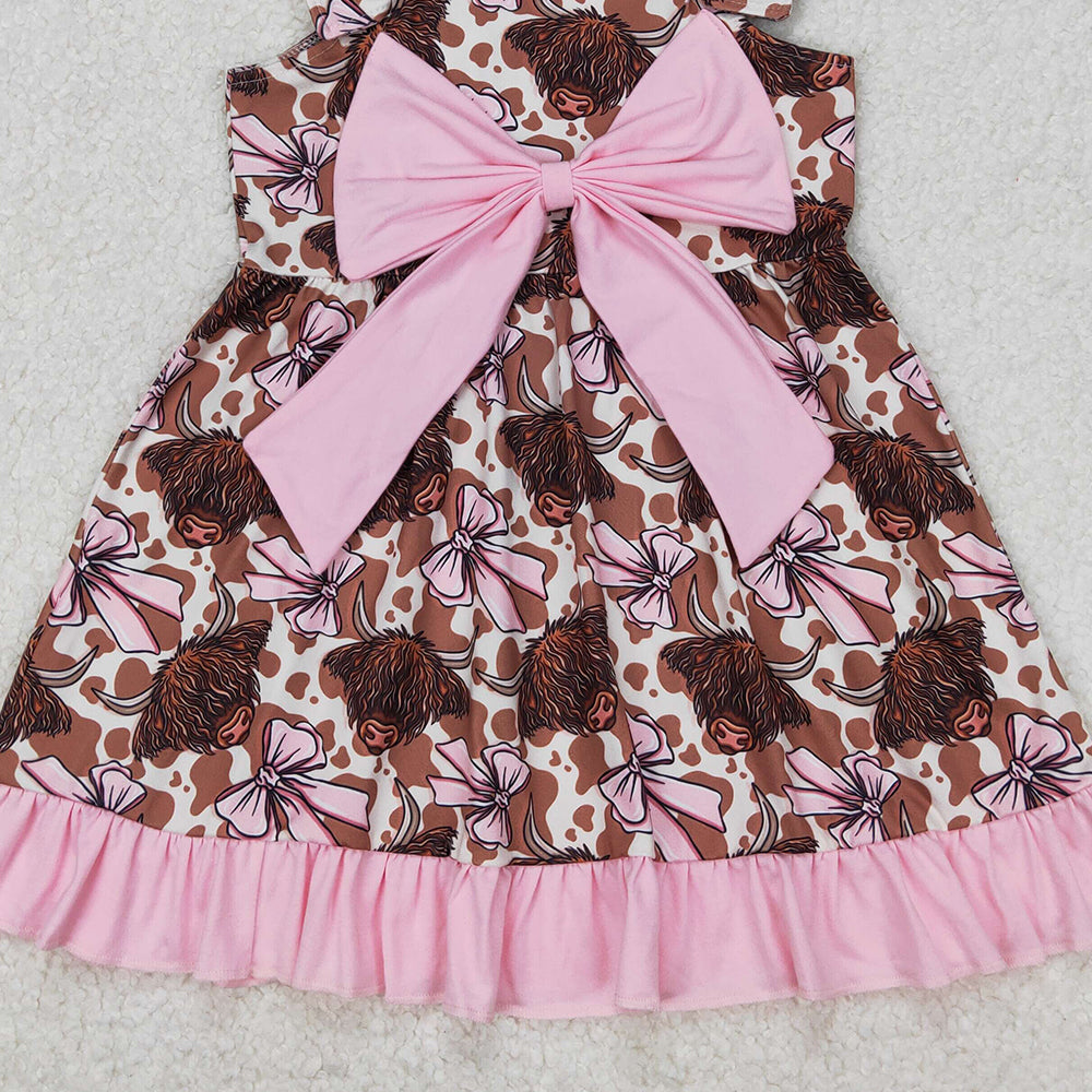6.03  GSD1945 New Rts No Moq 8-9 Days By Air Arrived it Straps highland cow bow ruffle western baby girls dresses