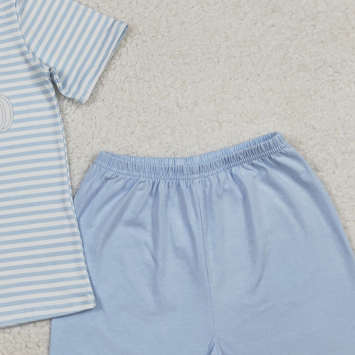 10.14 RTS NO MOQ （In stock）BSSO1548 Baby Boys Winter Outfits Baby Boys Blue Stripes Pumpkins Top Shorts Fall Clothes Set