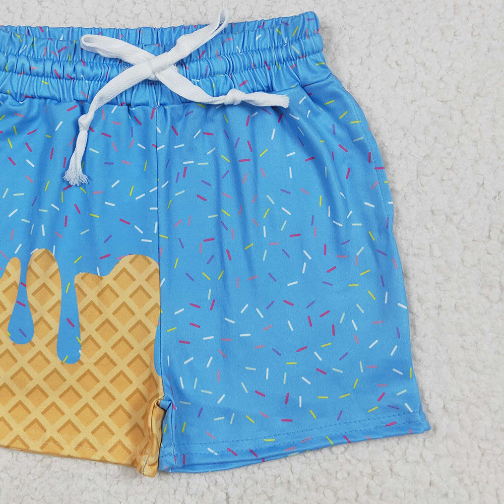 USA Shop (in stock)SS0619 Baby Girls Summer Shorts Baby Girls Blue Ice Cream Drip Summer Shorts Bottoms