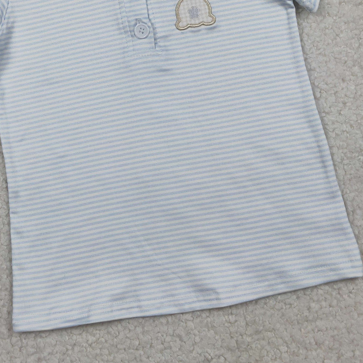 3.30 RTS NO MOQ （In stock）BT1708 Stripe rabbit embroidery kids boys Easter polo shirt