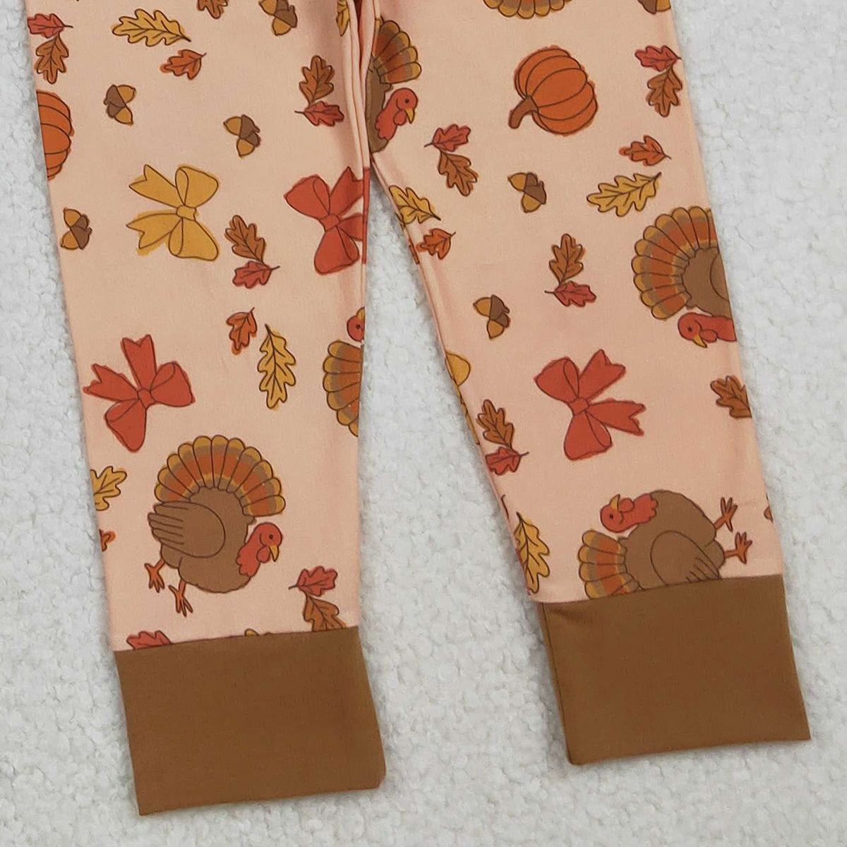 10.11 RTS NO MOQ （In stock）GLP2883 Baby Girls Turkey Pumpkins Top Pant Thanksgiving Pajamas Sets