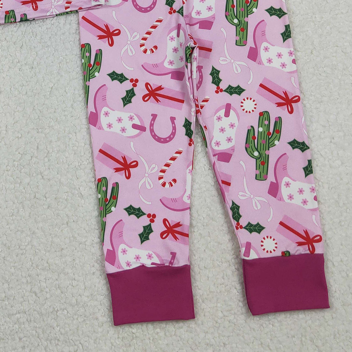 11.3 RTS NO MOQ （In stock）GLP1783 Baby Girls Christmas Western Boots Cactus Pajamas Clothes Sets