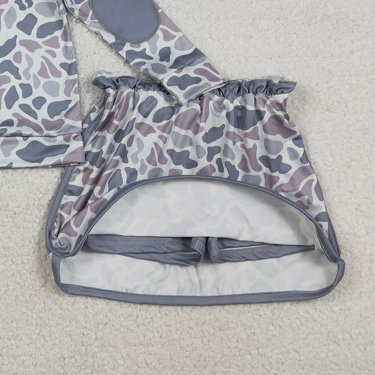 1.19 RTS NO MOQ （In stock）GLD1548 Baby Girls Southern Light Grey Camo Zip Pullover Skirt Shorts Clothes Sets